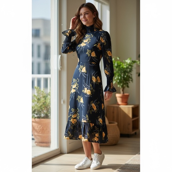 REFORMATION Dress Size 2 Long Sleeves 100% Viscose turtleneck Long sleeves - Picture 2 of 14